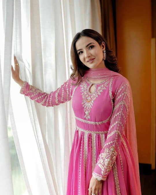 Designer Party Wear Embroidery Sequence Gown with Dupatta