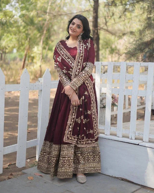 Party Wear Heavy Embroidery Gown with Dupatta