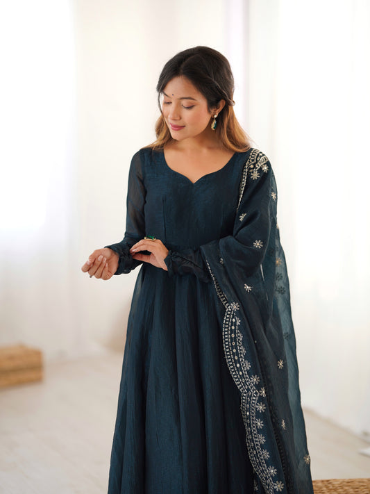 Indigo Black Anarkali Set