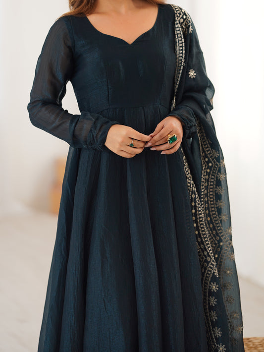 Indigo Black Anarkali Set